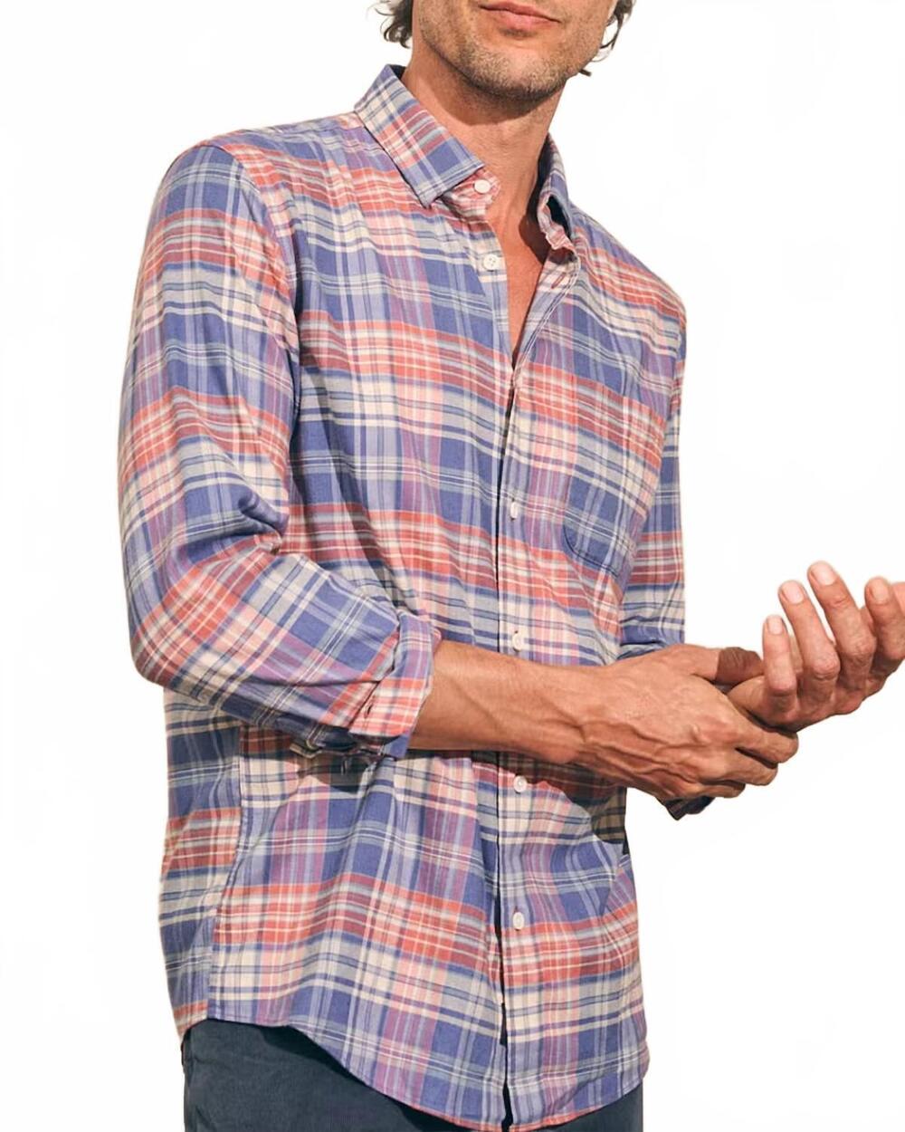 NEW FAHERTY soft twill movement shirt in autumn plaid